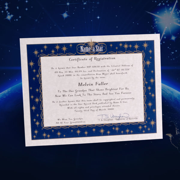 Name a Star Instant Certificate